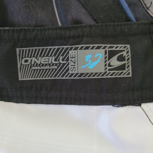 ONeill Plaid Board Shorts Mens Size 32 Black/Gray/Blue Surf Swimwear Beach - Picture 4 of 10